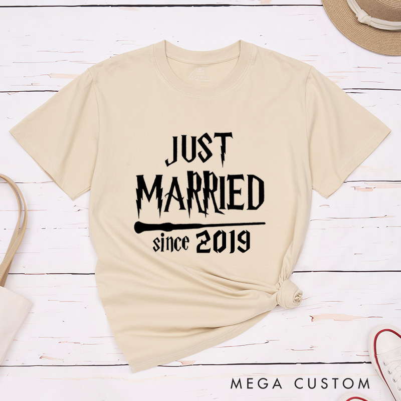 Personalized Magical Just Married with Year Newlyweds Matching Wedding Couple Classic T-Shirt