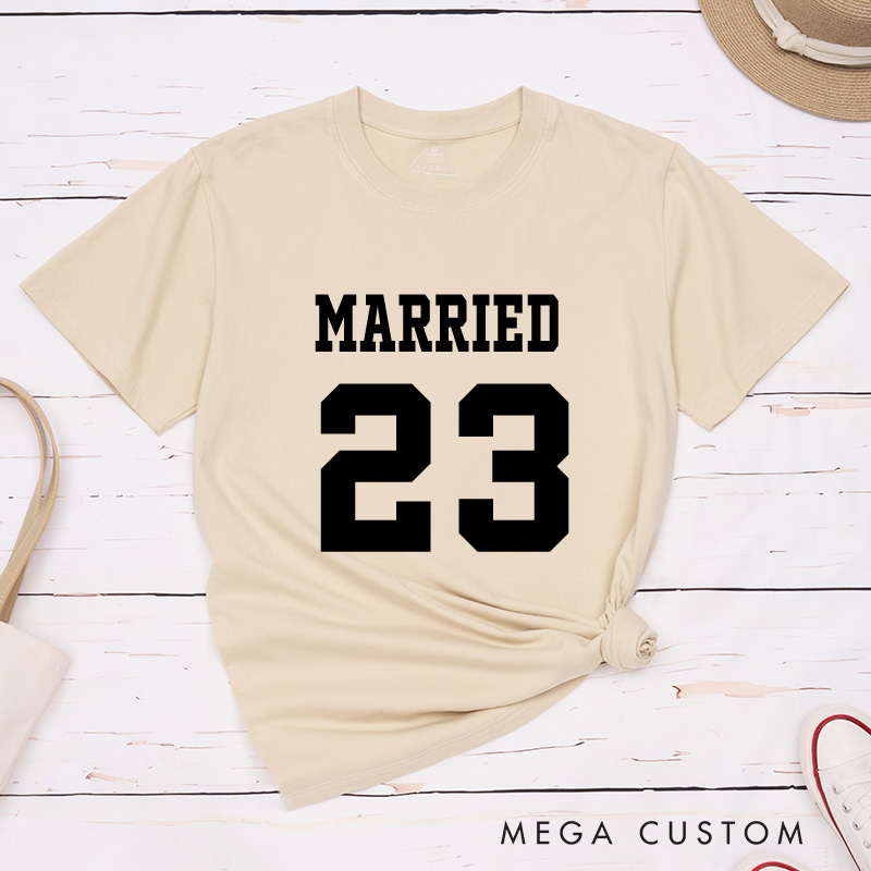 Personalized Bold Sports-Inspired Just Married Matching Wedding Couple Classic T-Shirt