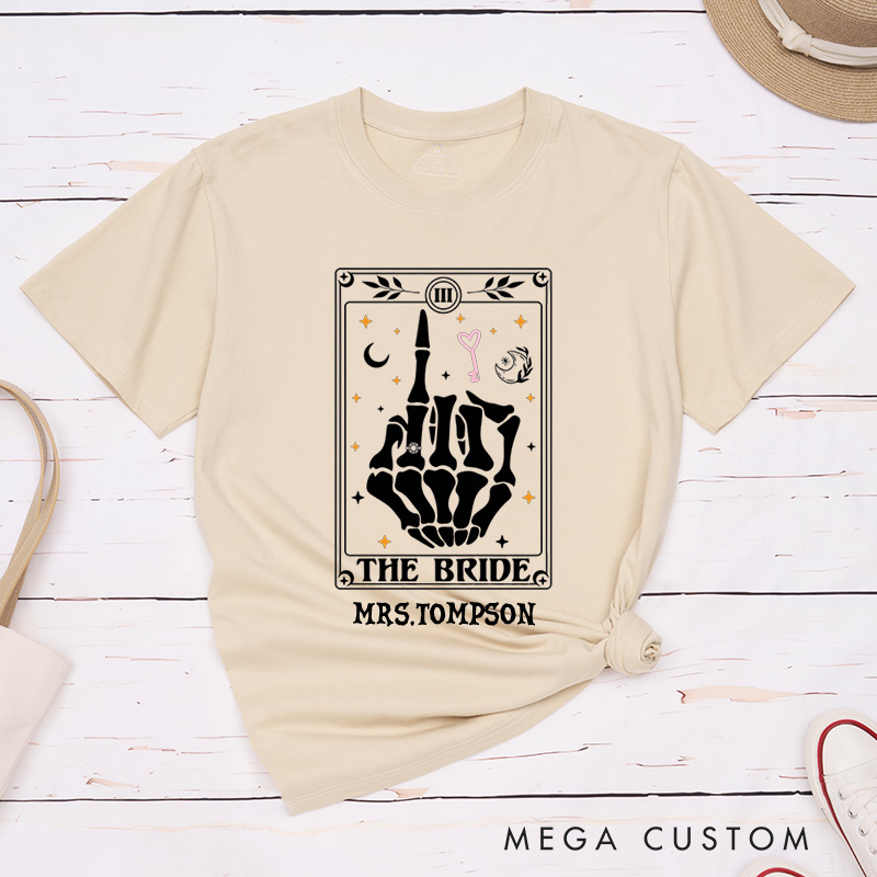 Personalized Tarot Card Skeleton Funny Gesture Bride and Groom Wedding Couple Classic T-Shirt