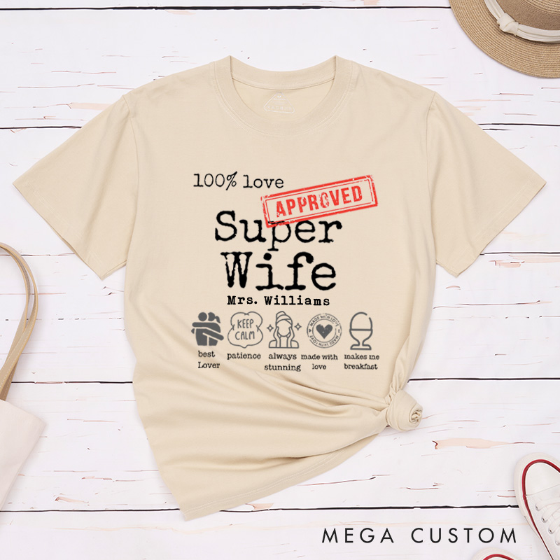 Personalized Fun Approved Super Wife and Super Husband Matching Wedding Couple Classic T-Shirt