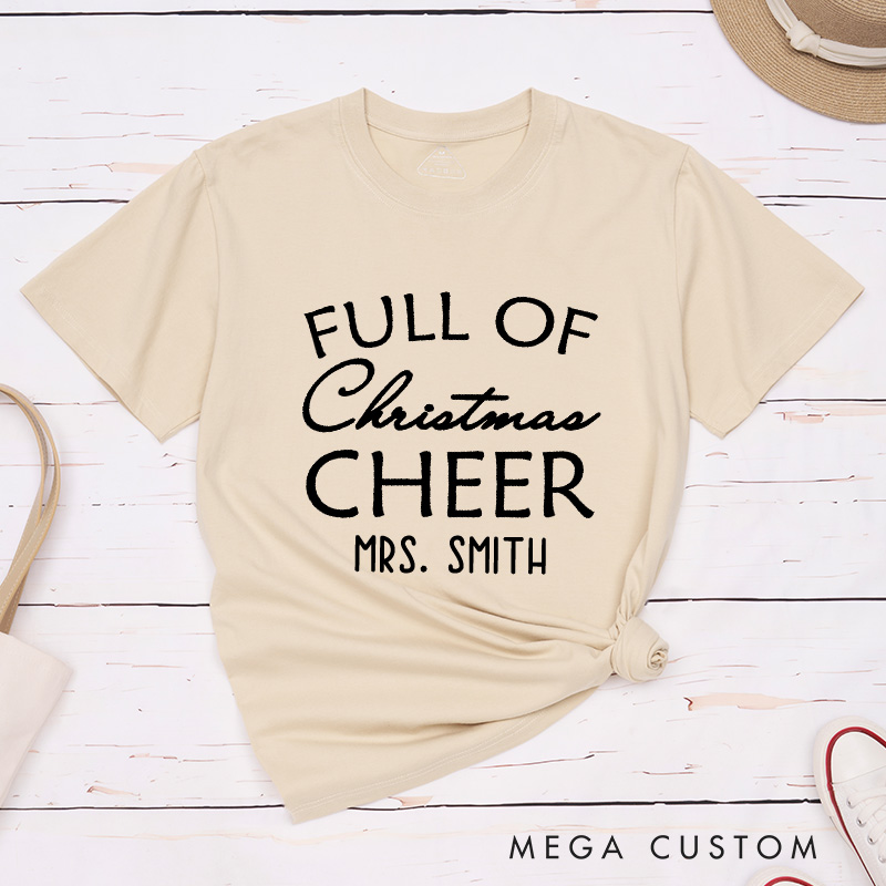 Personalized Humorous Full of Christmas Cheer and Beer Matching Couple Classic T-Shirt