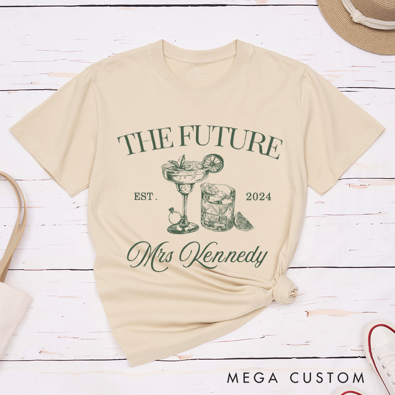 Personalized Vintage-Inspired Future Mrs. Cocktail-Themed Engagement Fiancée Classic T-Shirt  