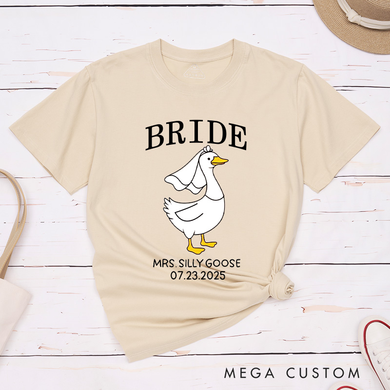 Personalized Bride and Groom Silly Goose Mr and Mrs Matching Wedding Couple Classic T-Shirt