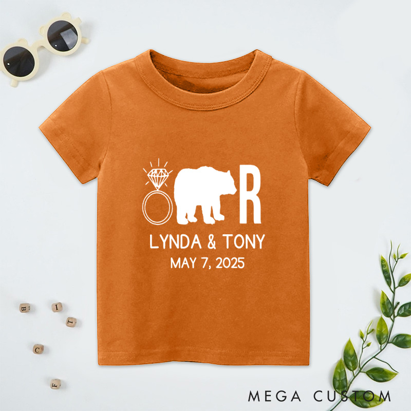 Personalized Funny Ring Bearer with Bear and Ring Wedding Flower Boy T-Shirt 