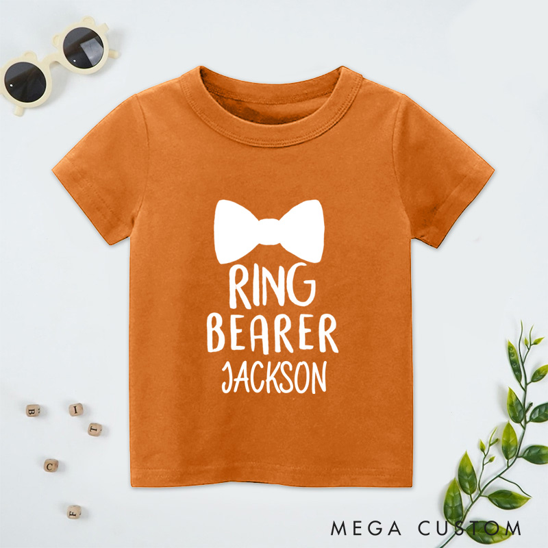 Personalized Chic Ring Bearer with Bowtie Wedding Flower Boy T-Shirt 