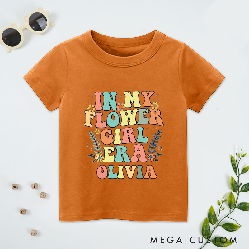 Personalized Colorful Retro In My Flower Girl Era Wedding Flower Girl T-Shirt 