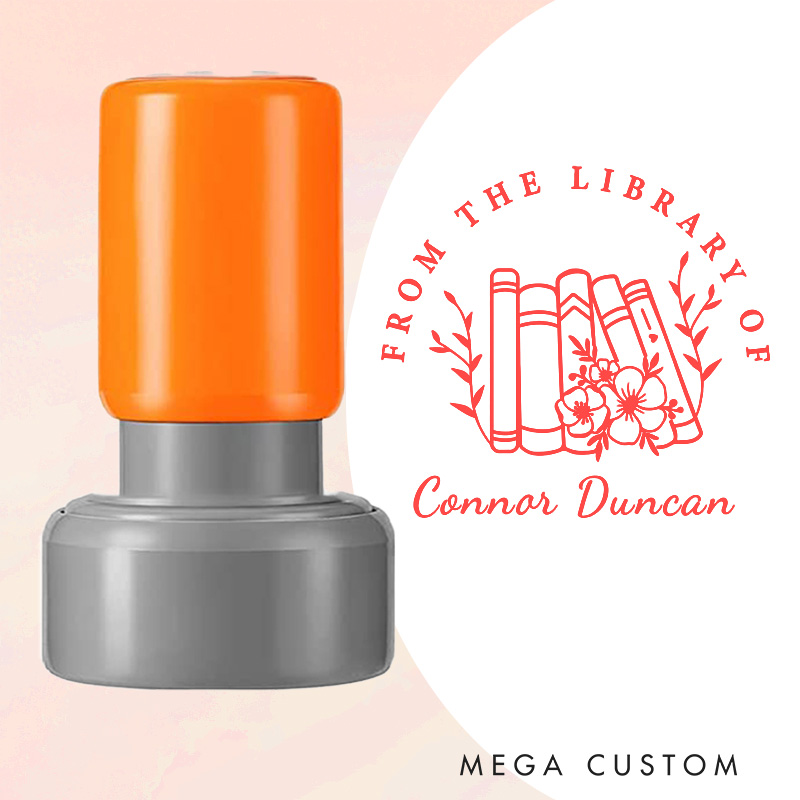 Personalized from the Library of Book Stamp Custom Book and Flower Stamps with Name Librarian Stamp for Book Lover Gift Bookish Gift 