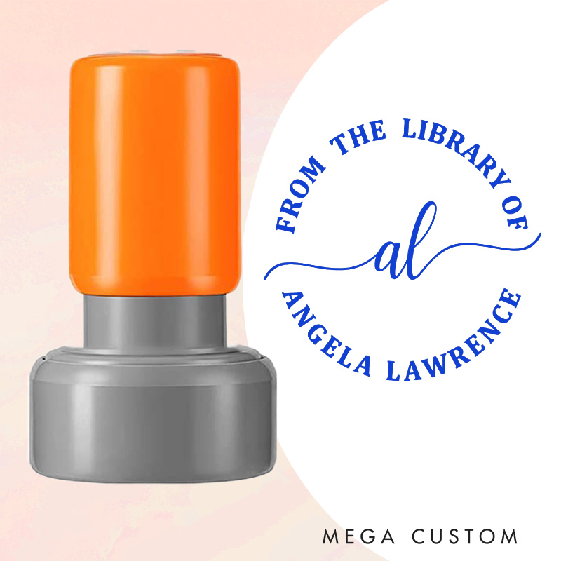 Personalized from the Library of Book Stamp Custom Initial Stamp with Name Library Stamp Book Lover Gift for Librarian Gift