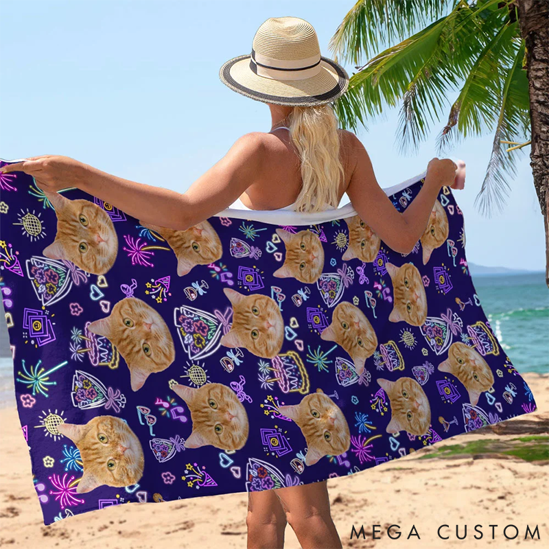 Personalized Pet Lover Custom Photo Beach Towel