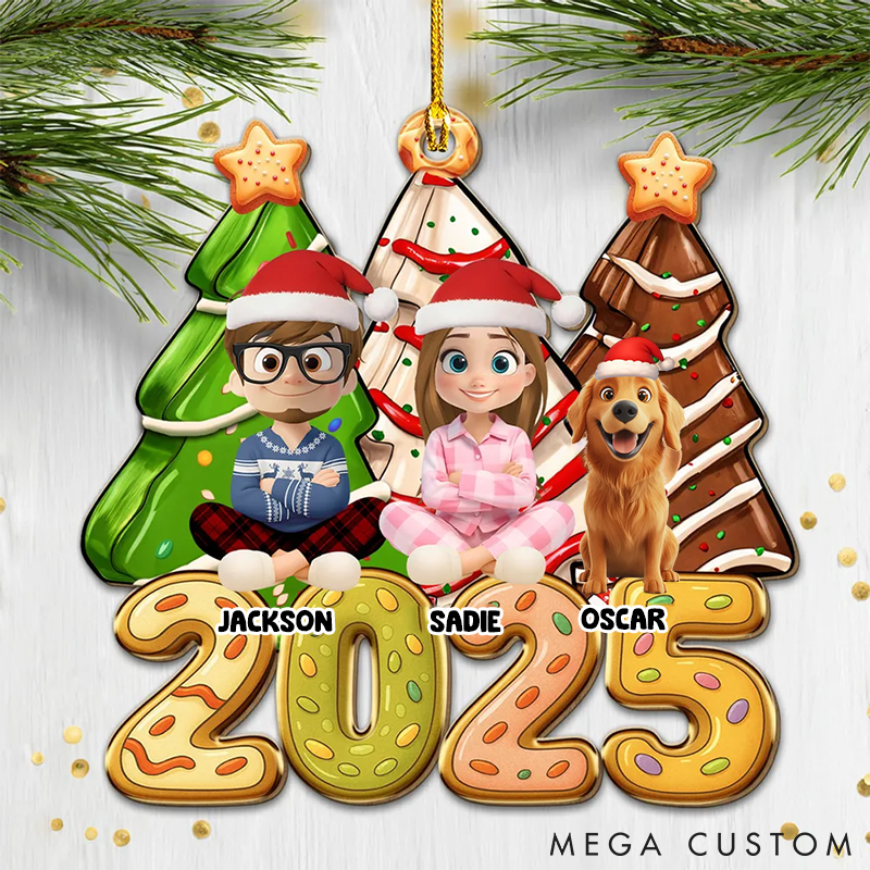 Personalized Dog Lover Family Christmas Tree Cake Christmas Ornament