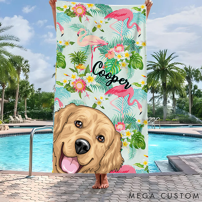 Personalized Dog Lover Peek a Boo Dog Beach Towel