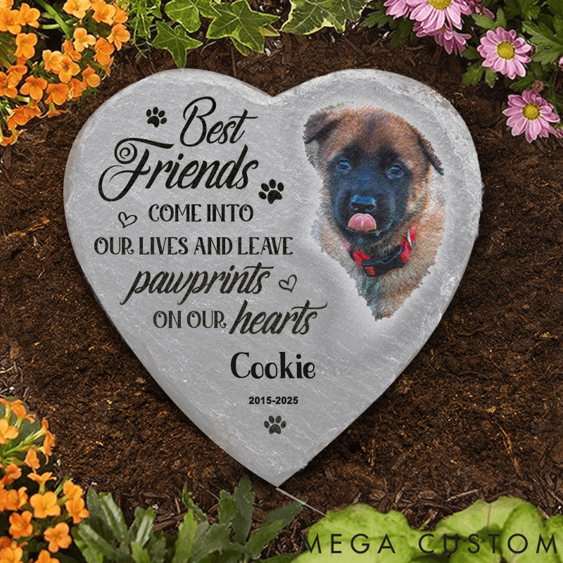 Personalized Pet Lover Custom Photo Heart Shaped Memorial Stone Garden Stone