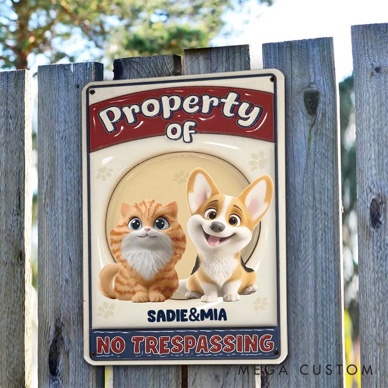 Personalized Pet Lover No Trespassing Version Fur Metal Sign