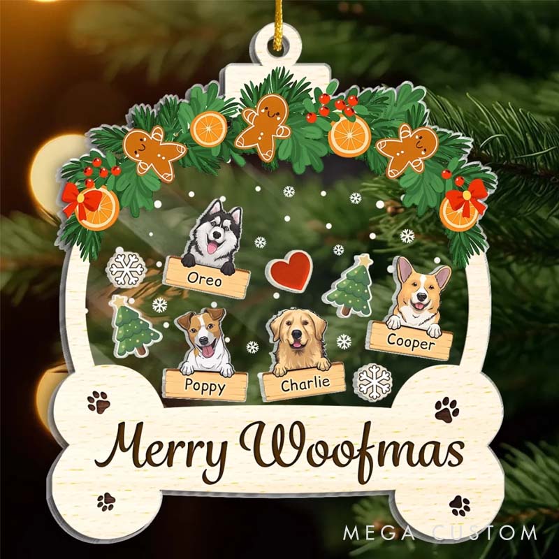 Personalized Dog Lover Woofing You a Merry Holiday Christmas Ornament