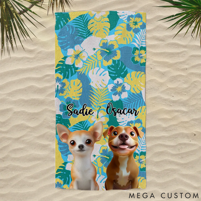 Personalized Dog Lover Summer with Dog Beach Towel