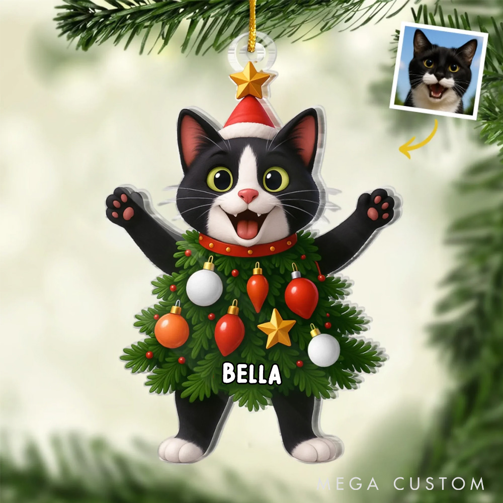 Personalized Cat Lover Festive Fur Real Christmas Ornament