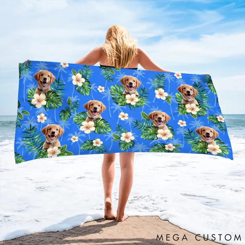 Personalized Pet Lover Custom Photo Hot Days Beach Towel