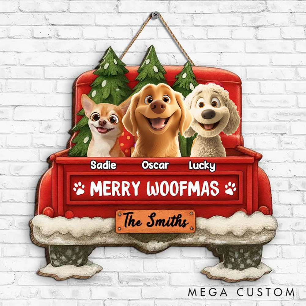 Personalized Dog Lover Merry Woofmas Christmas Ornament 
