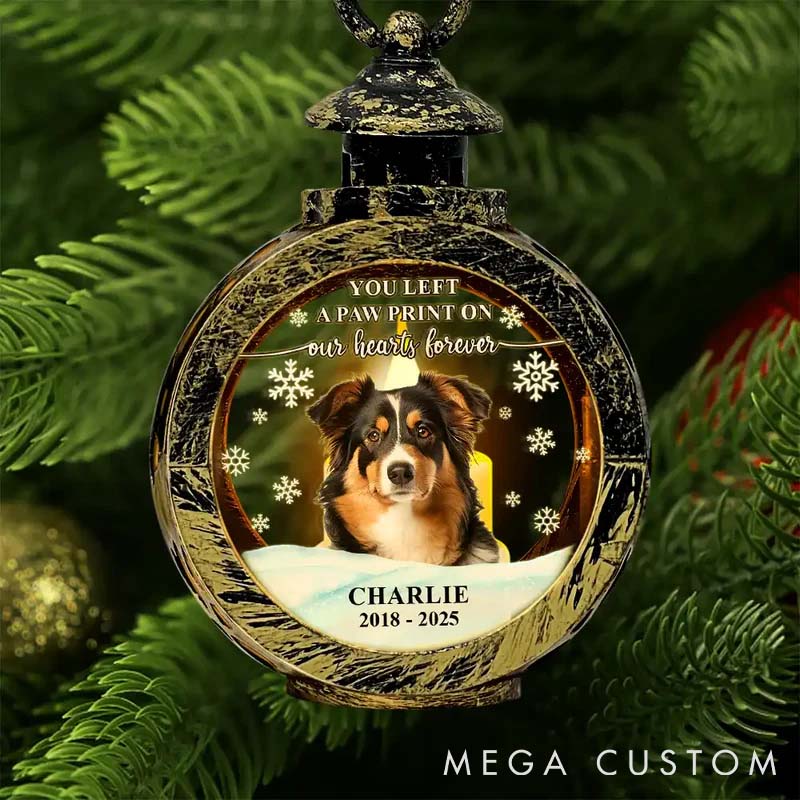 Personalized Pet Lover Custom Photo Forever Loved Memorial Pet Christmas Lantern