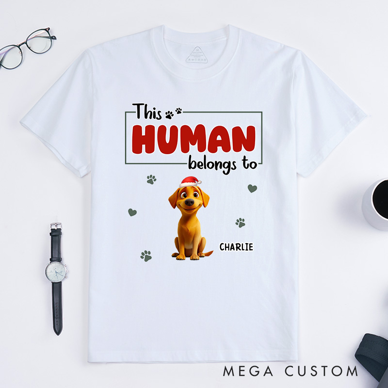 Personalized Dog Lover Human Belongs to Dog Christmas T-Shirt