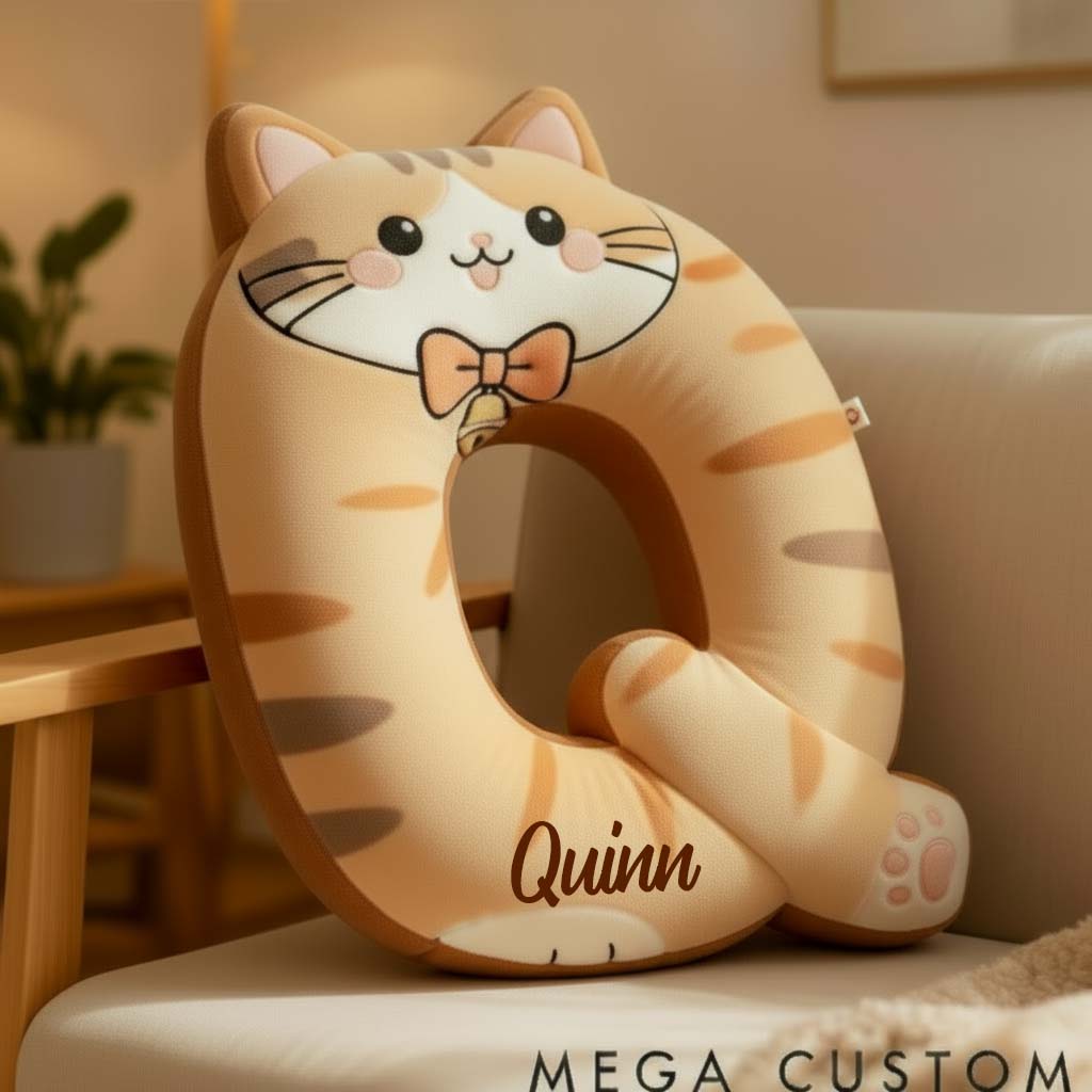 Personalized Cat Lover Orange Tabby Cat Letter Pillow Graphic 3D Print Pillow