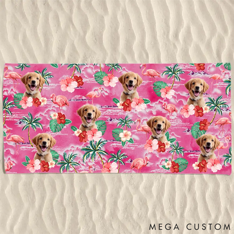 Personalized Pet Lover Custom Photo Holiday Mode Accelarated Beach Towel