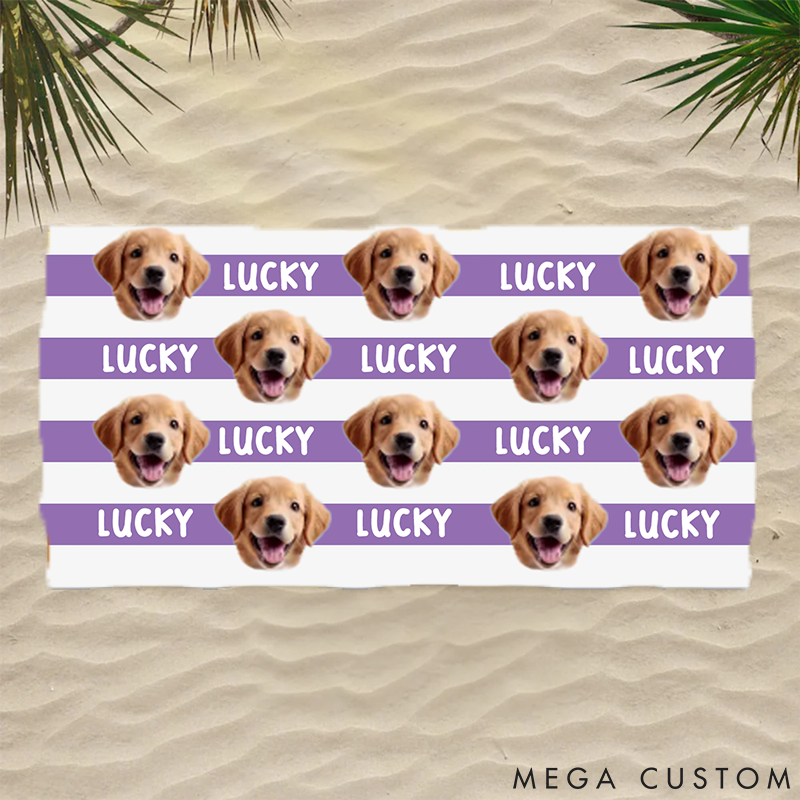 Personalized Pet Lover Custom Photo Summer Days and Pet Cuddles Beach Towel