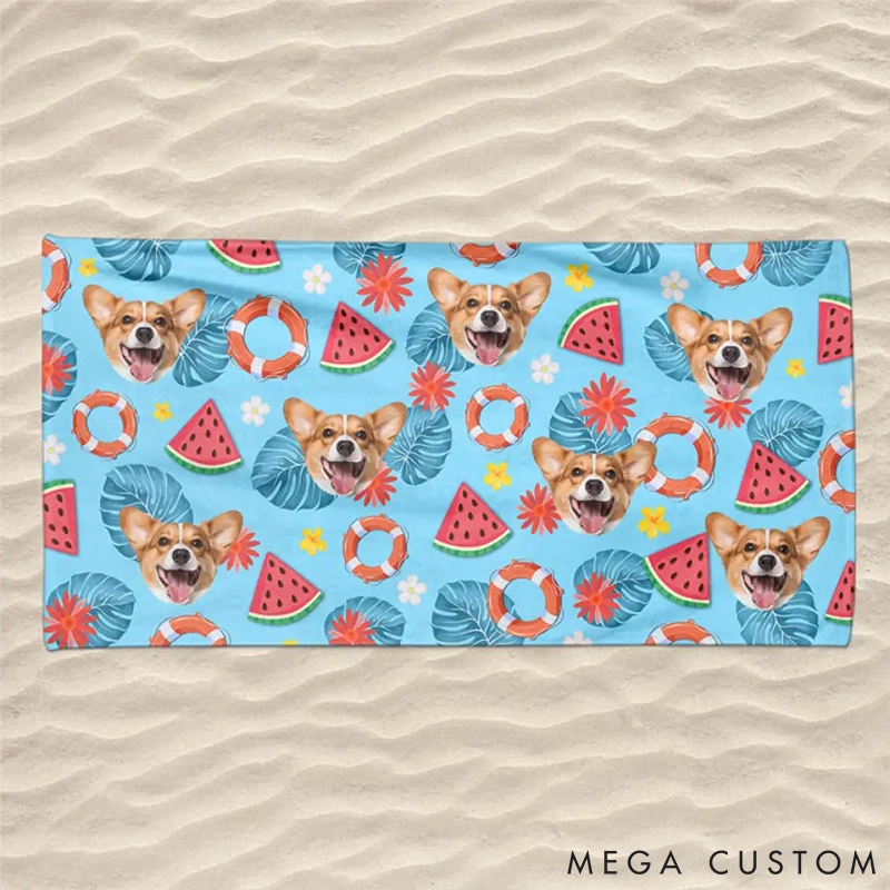 Personalized Pet Lover Custom Photo Sandy Paws Beach Towel