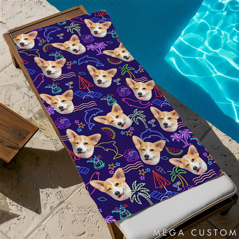 Personalized Pet Lover Custom Photo Beach Towel