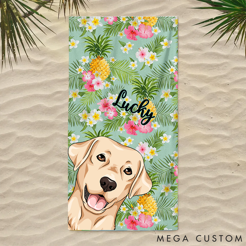 Personalized Dog Lover Peek a Boo Dog Beach Towel