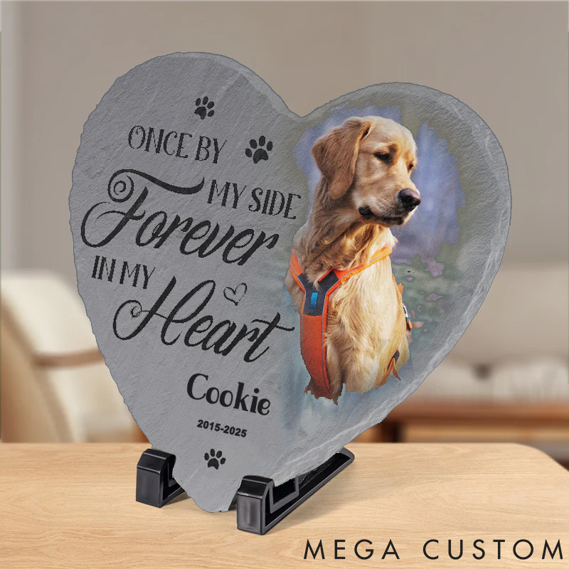 Personalized Pet Lover Custom Photo Heart Shaped Memorial Stone Garden Stone