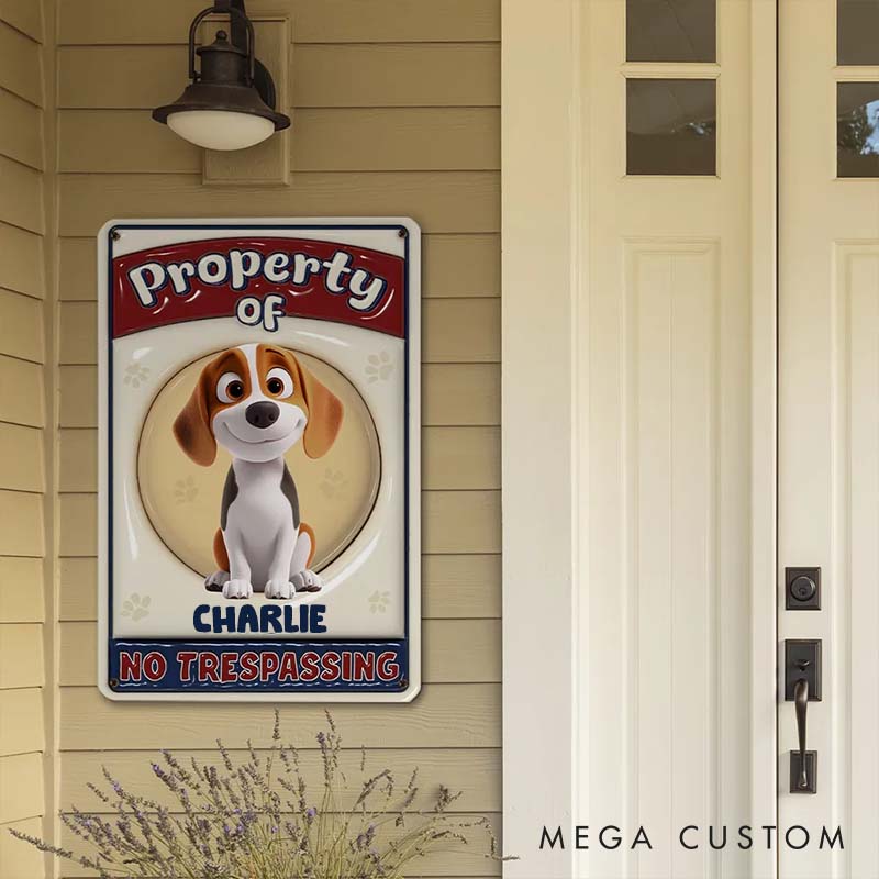 Personalized Pet Lover No Trespassing Version Fur Metal Sign