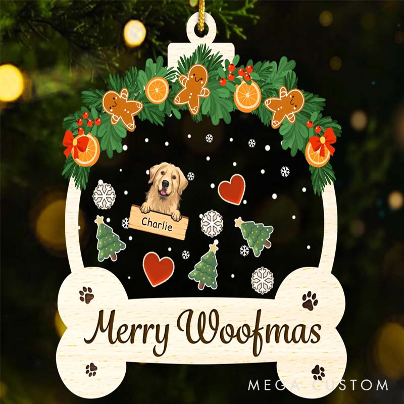 Personalized Dog Lover Woofing You a Merry Holiday Christmas Ornament