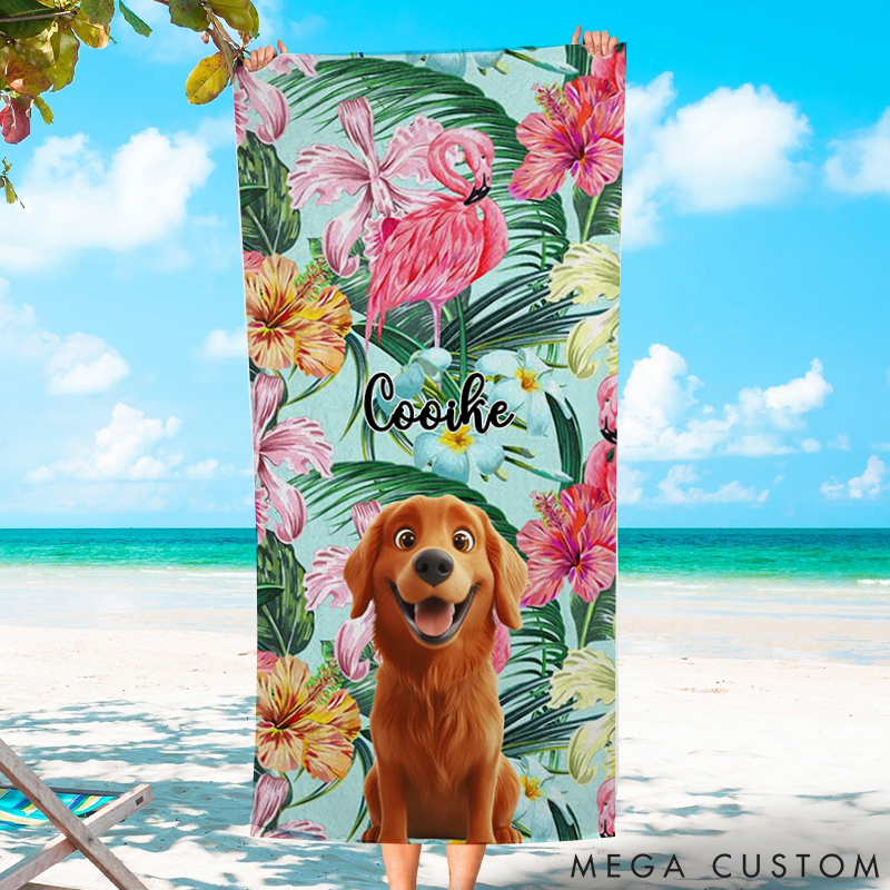 Personalized Dog Lover Summer with Dog Beach Towel