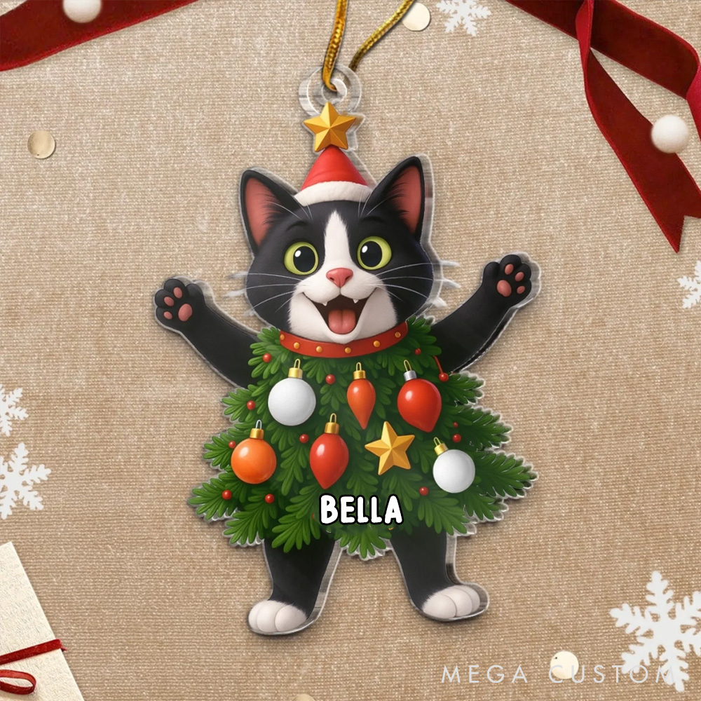 Personalized Cat Lover Festive Fur Real Christmas Ornament