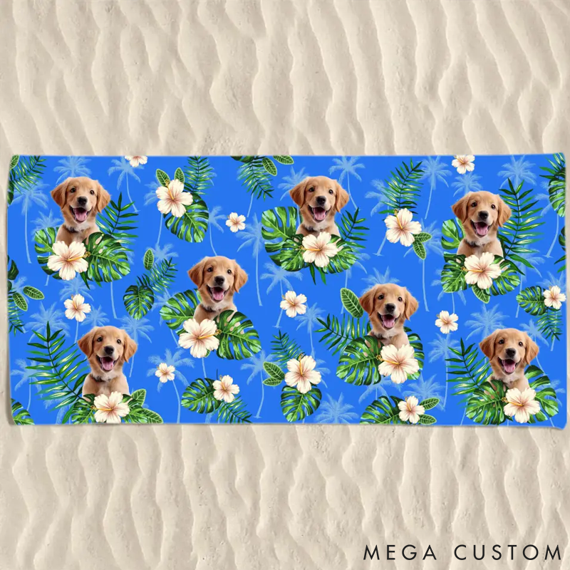 Personalized Pet Lover Custom Photo Hot Days Beach Towel