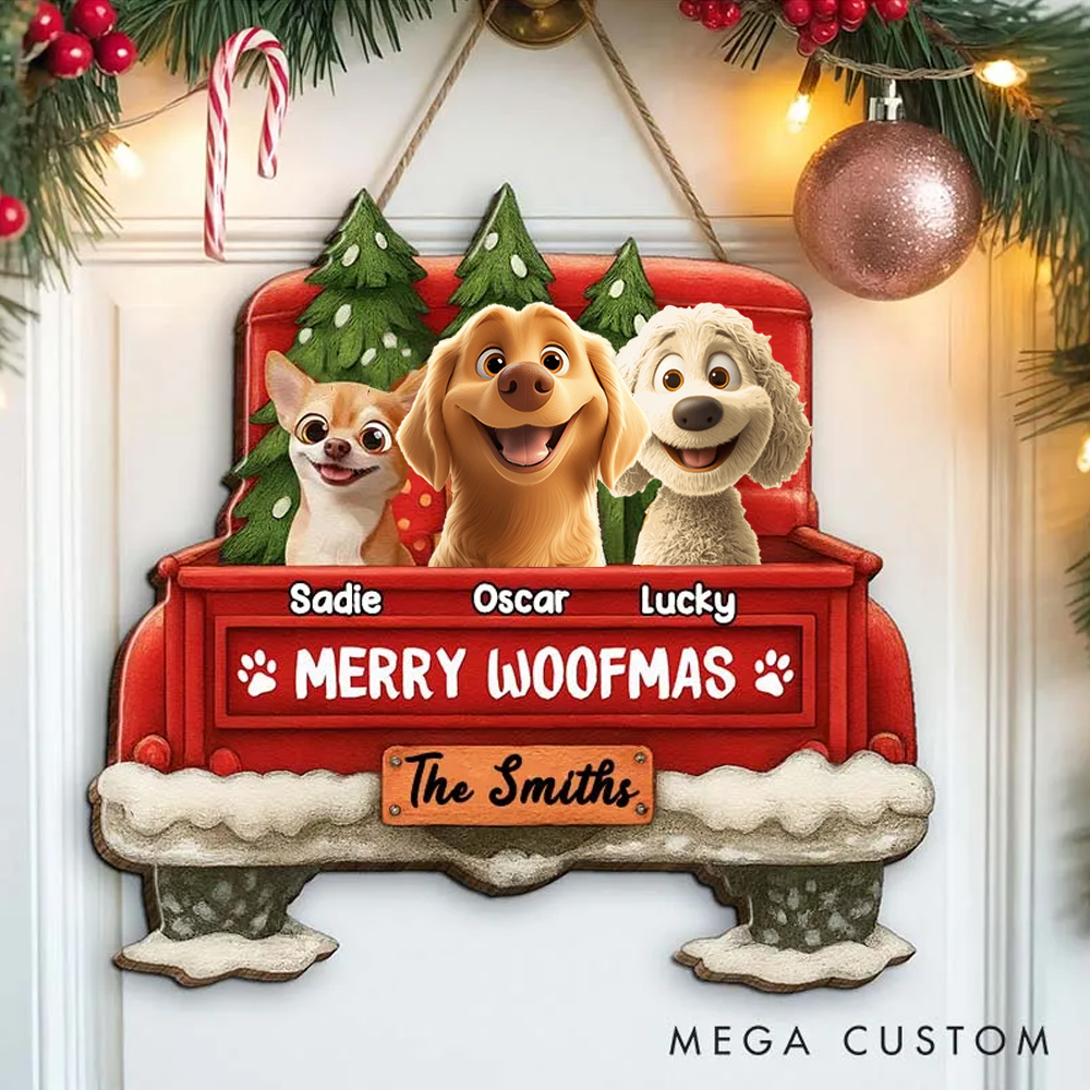 Personalized Dog Lover Merry Woofmas Christmas Ornament 