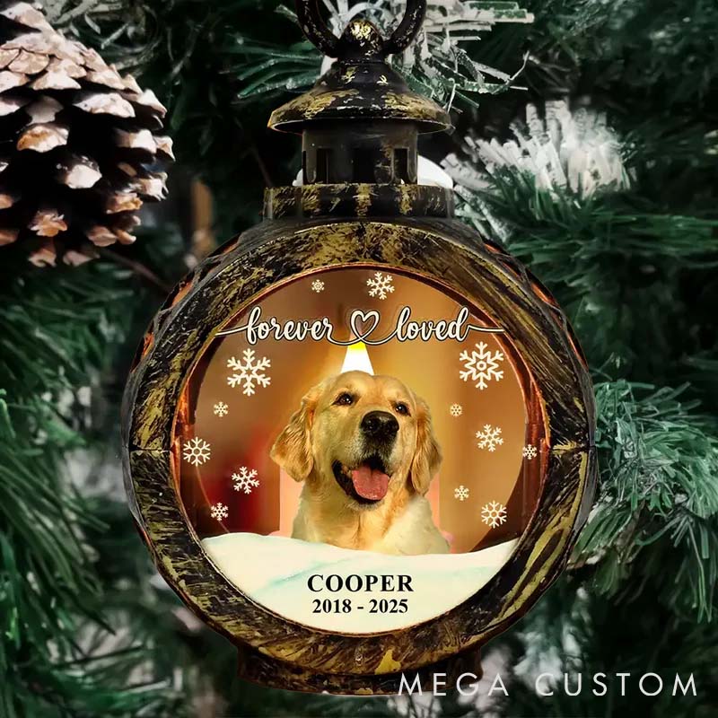Personalized Pet Lover Custom Photo Forever Loved Memorial Pet Christmas Lantern