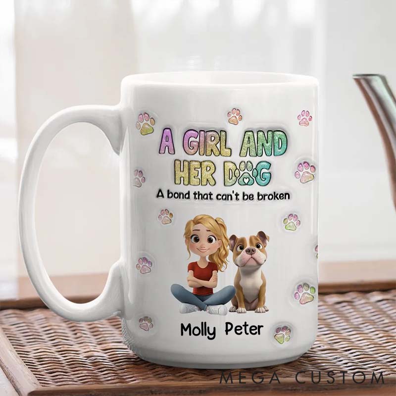 Personalized Dog Lover a Girl and Her Dogs Mugs