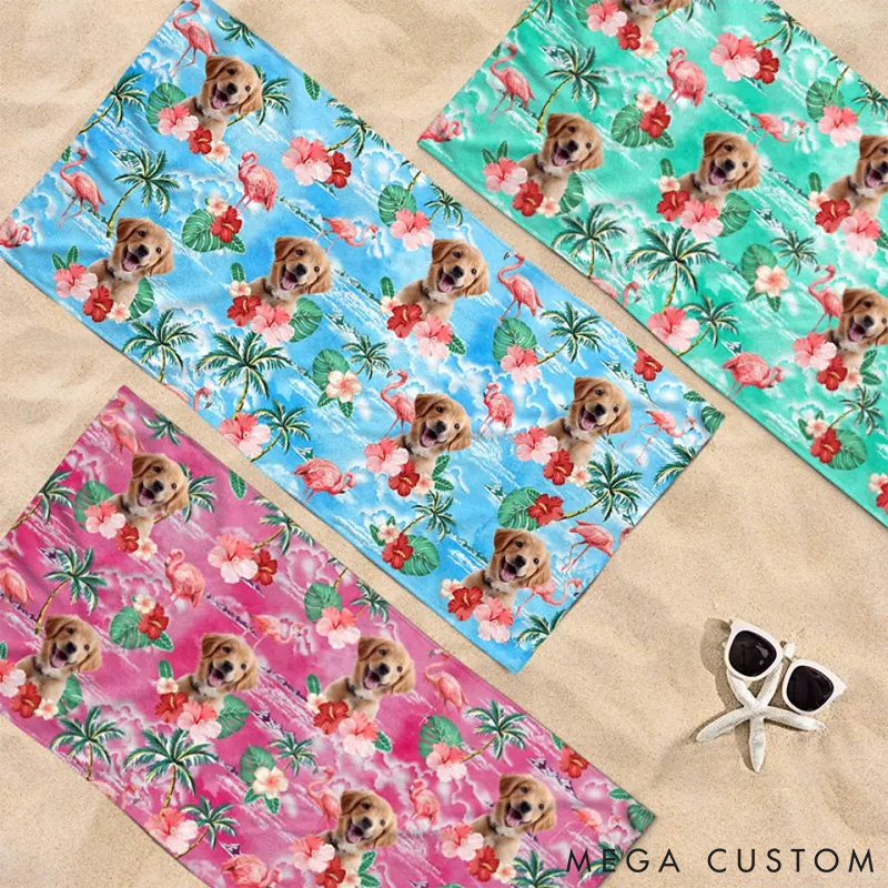 Personalized Pet Lover Custom Photo Holiday Mode Accelarated Beach Towel