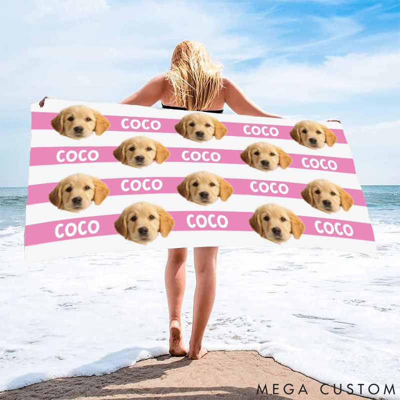 Personalized Pet Lover Custom Photo Summer Days and Pet Cuddles Beach Towel
