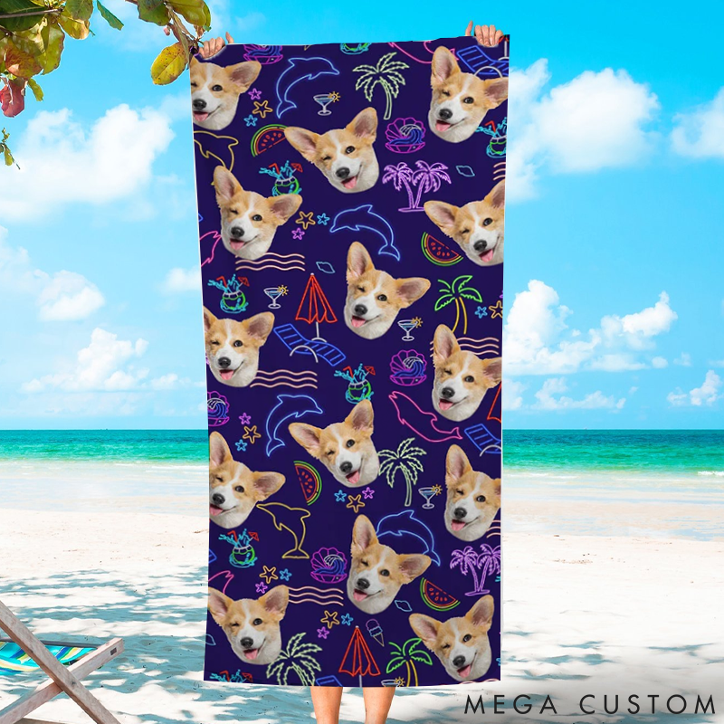 Personalized Pet Lover Custom Photo Beach Towel
