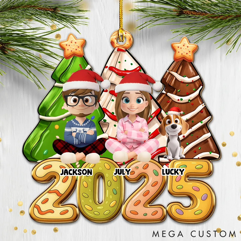 Personalized Dog Lover Family Christmas Tree Cake Christmas Ornament
