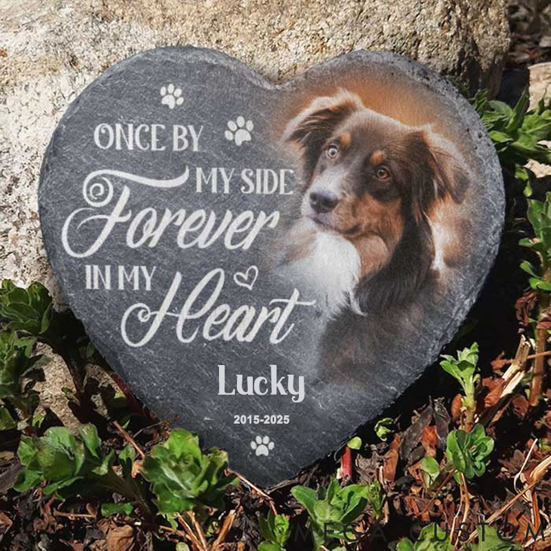 Personalized Pet Lover Custom Photo Heart Shaped Memorial Stone Garden Stone