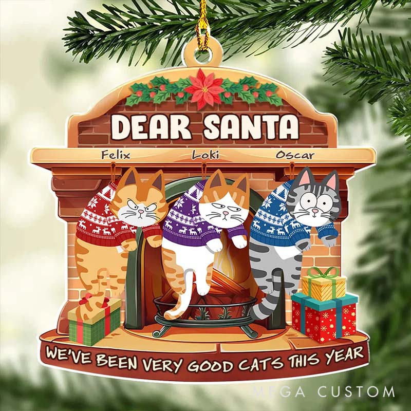 Personalized Cat Lover We have been Very Good Cats Santa Christmas Ornament