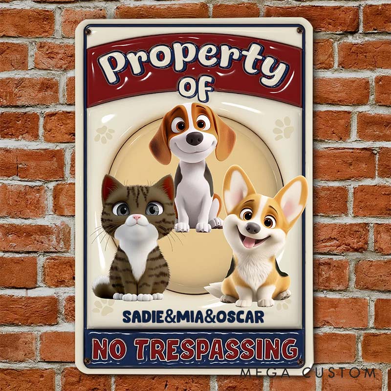 Personalized Pet Lover No Trespassing Version Fur Metal Sign