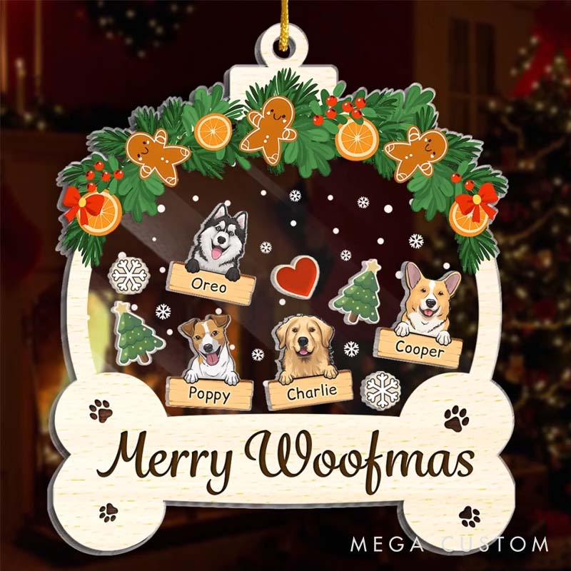 Personalized Dog Lover Woofing You a Merry Holiday Christmas Ornament