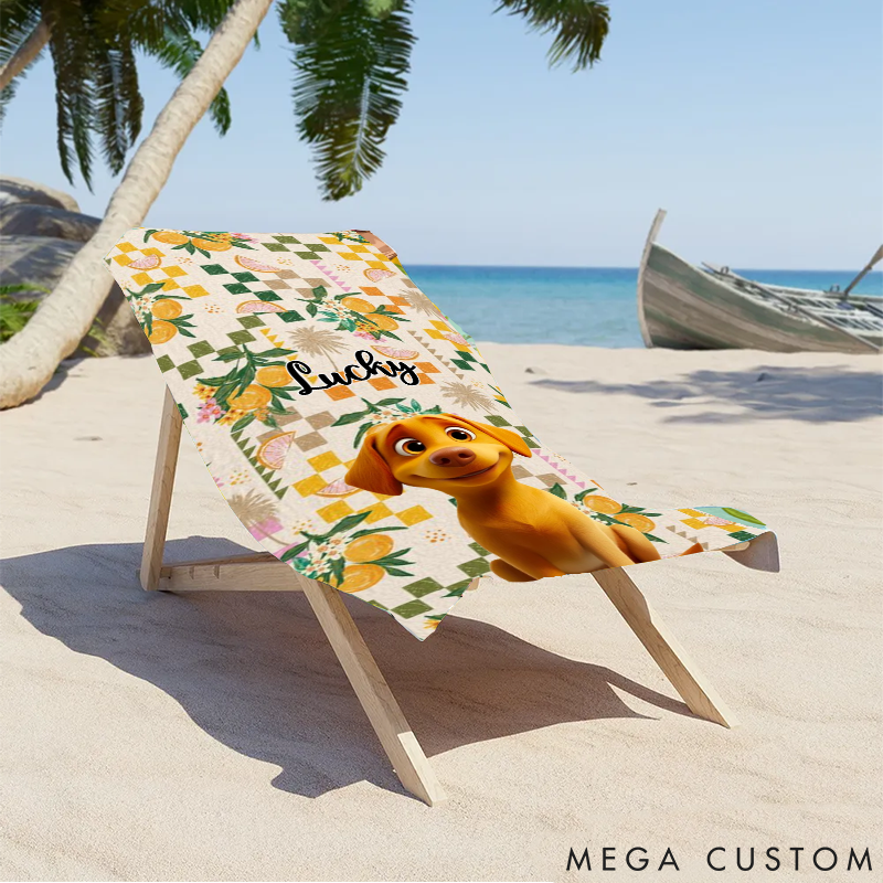 Personalized Dog Lover Summer with Dog Beach Towel