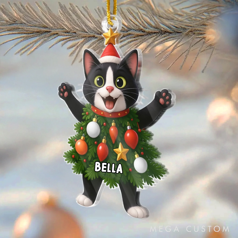 Personalized Cat Lover Festive Fur Real Christmas Ornament