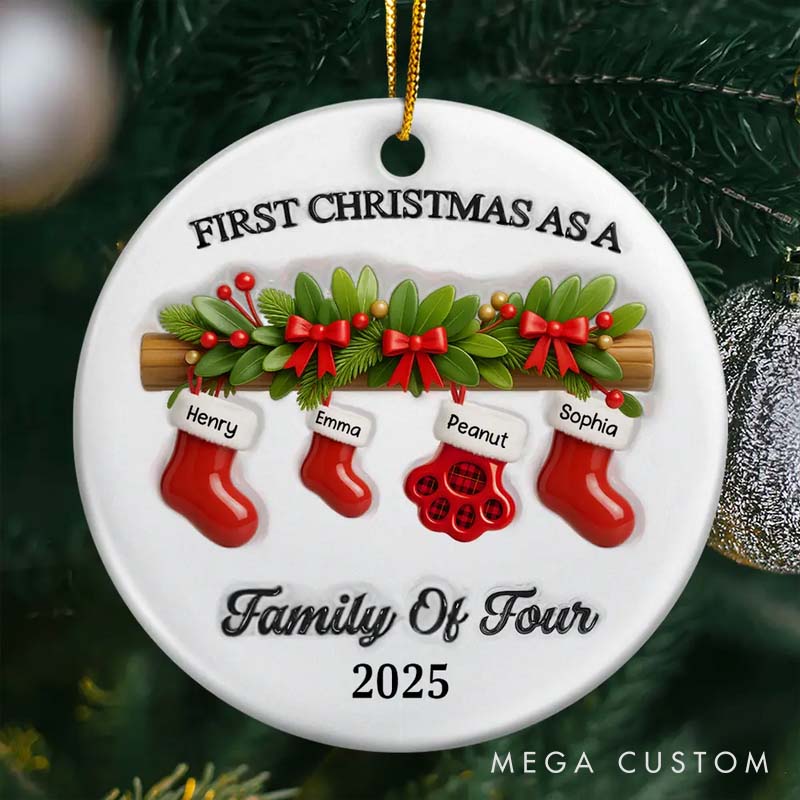 Personalized Pet Lover First Christmas Stockings Family Ornament